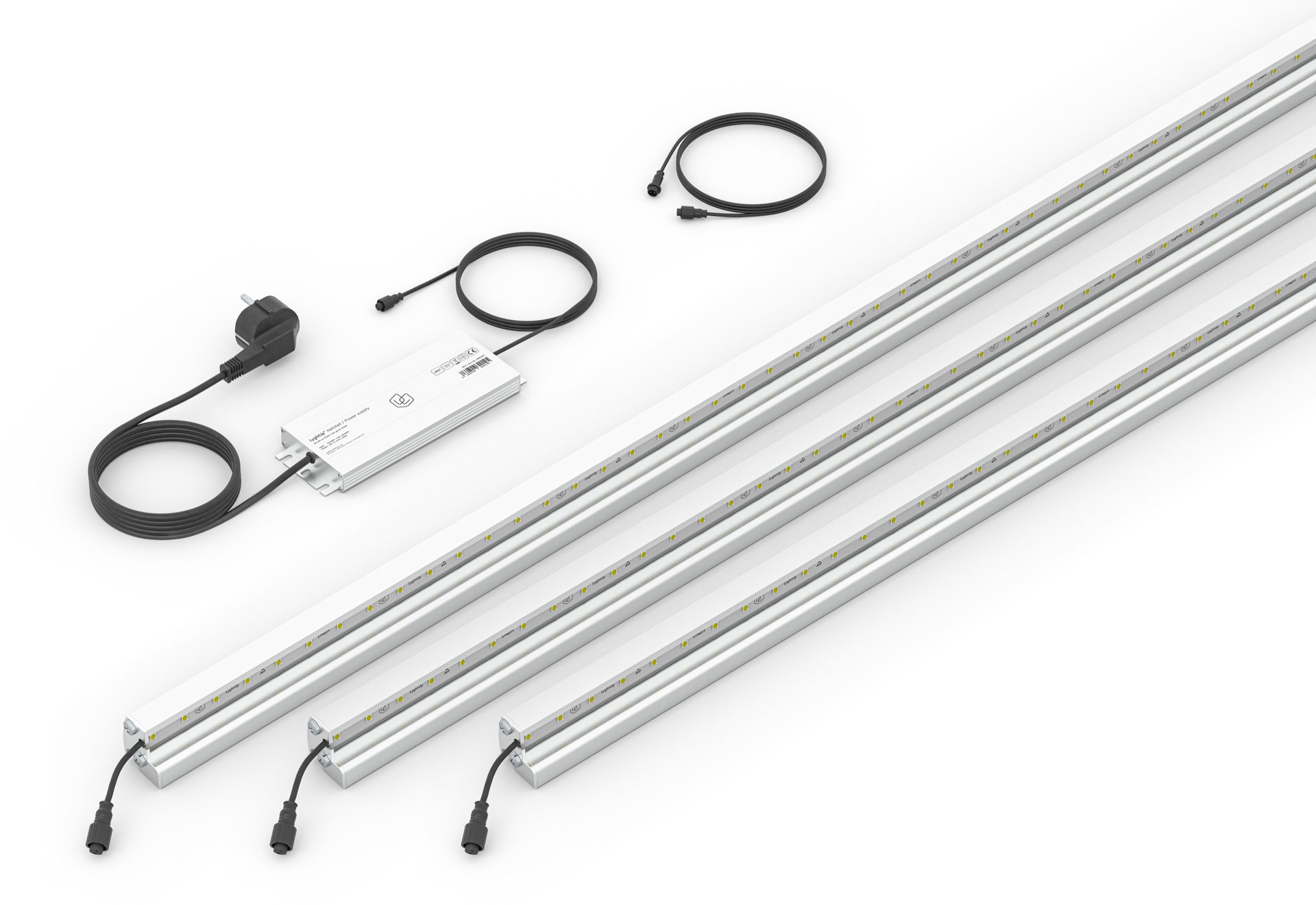 LED Prestige Leuchtleisten Starter-Set 3x 196 cm — silber für Stabmatte/Gabione