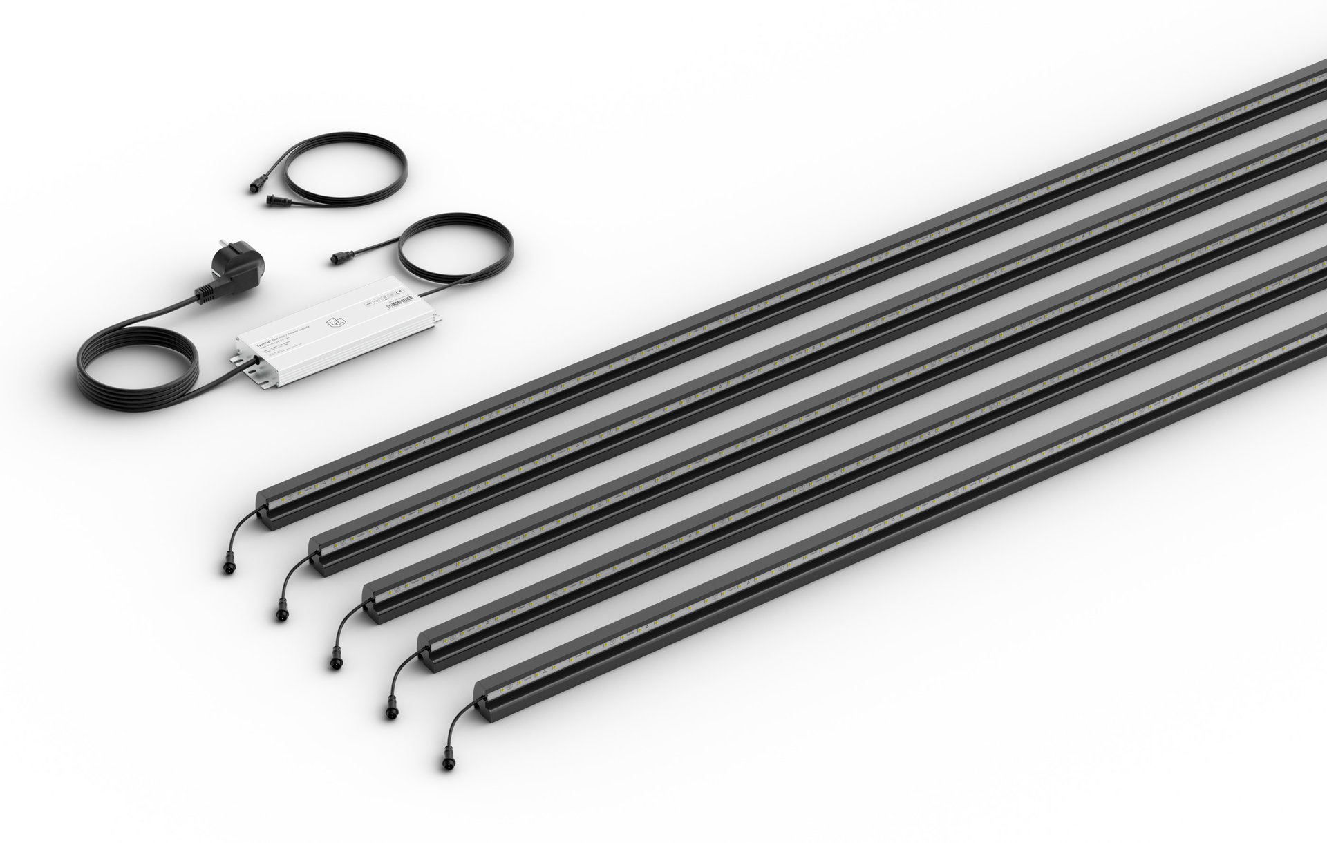 LED Leuchtleisten Starter-Set 5x 196 cm — anthrazit für Stabmatte/Gabione