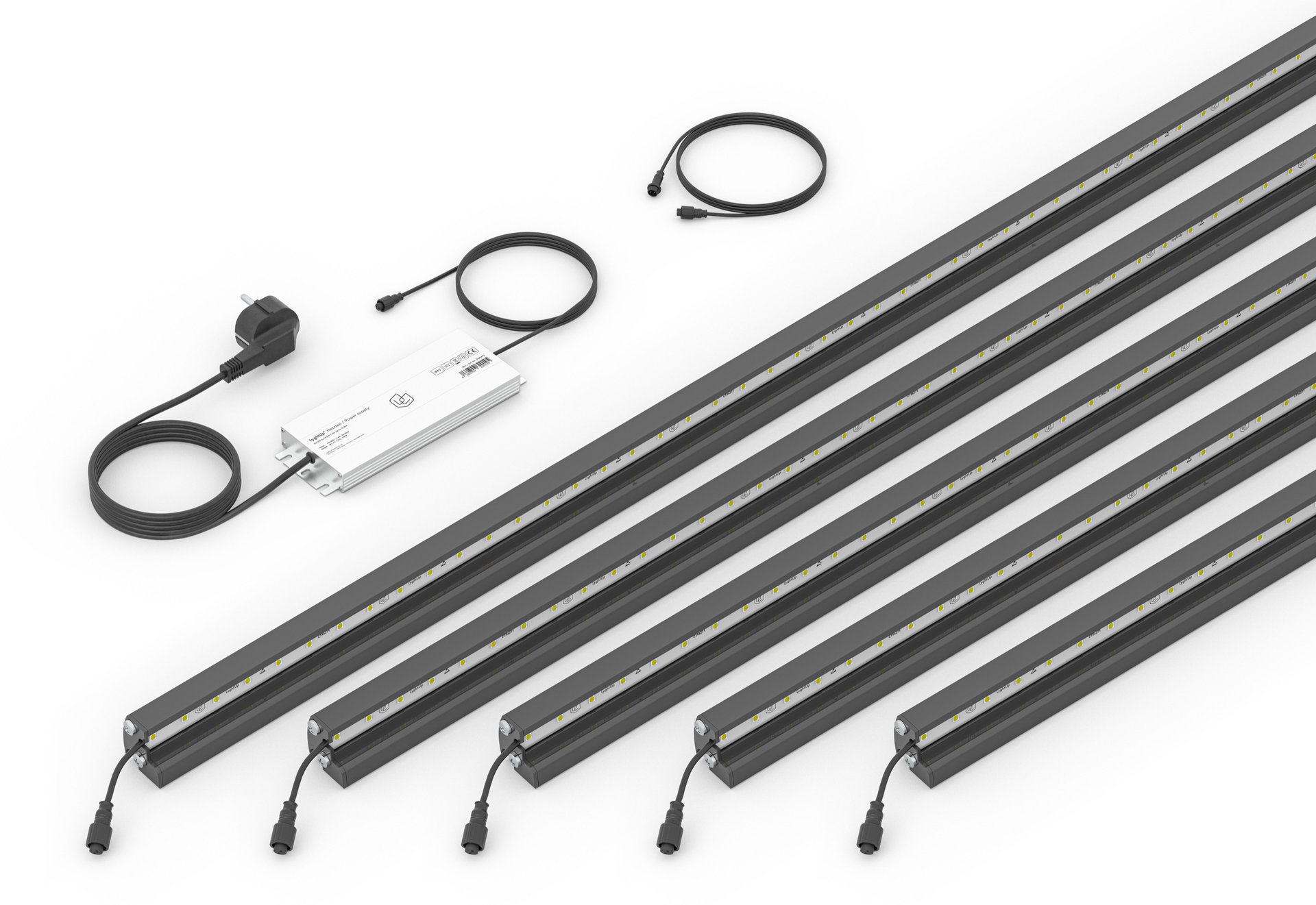 LED Prestige Leuchtleisten Starter-Set 5x 196 cm — anthrazit für Stabmatte/Gabione