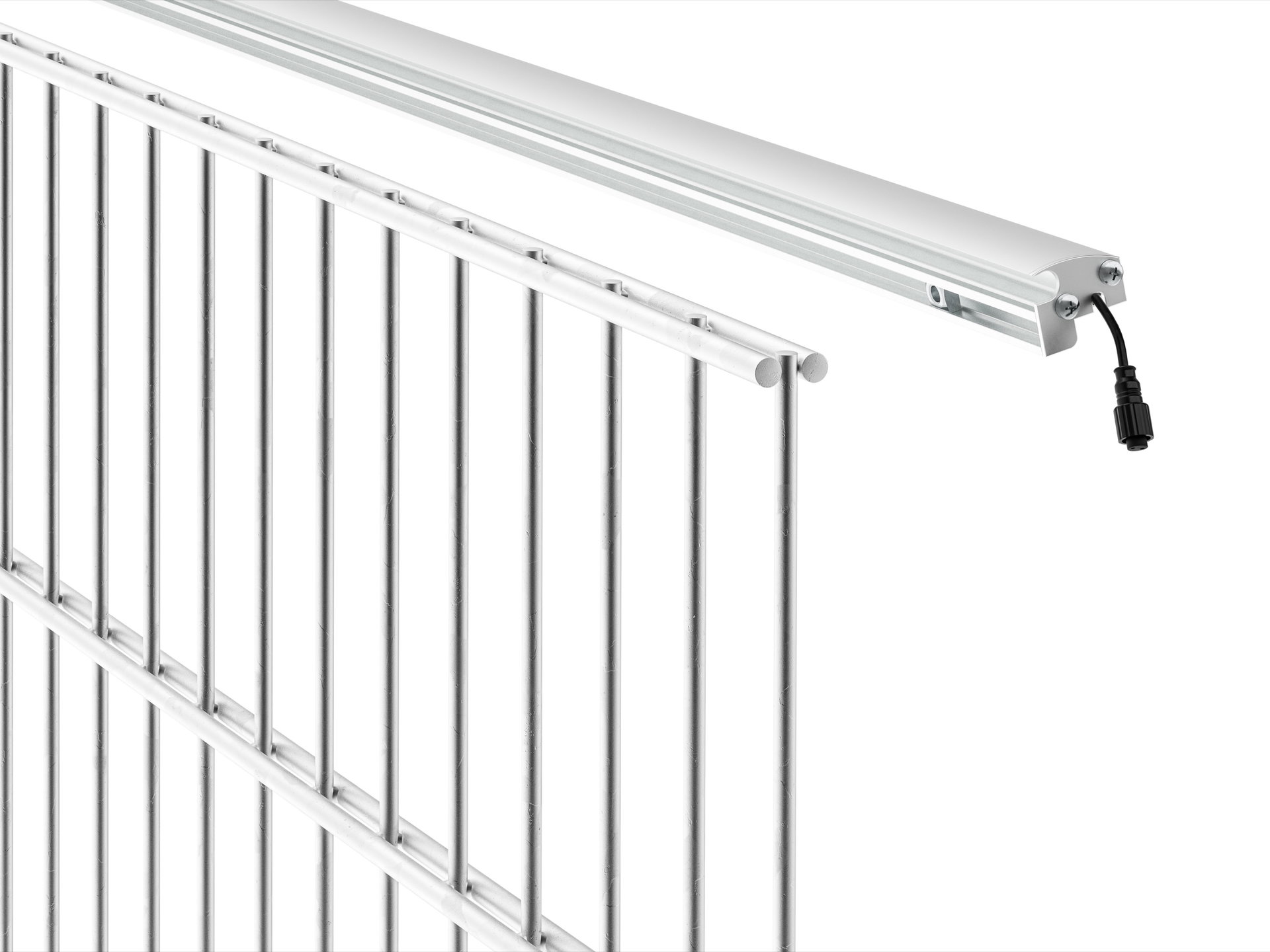 LED Prestige Leuchtleiste 196 cm — silber für Stabmatte/Gabione