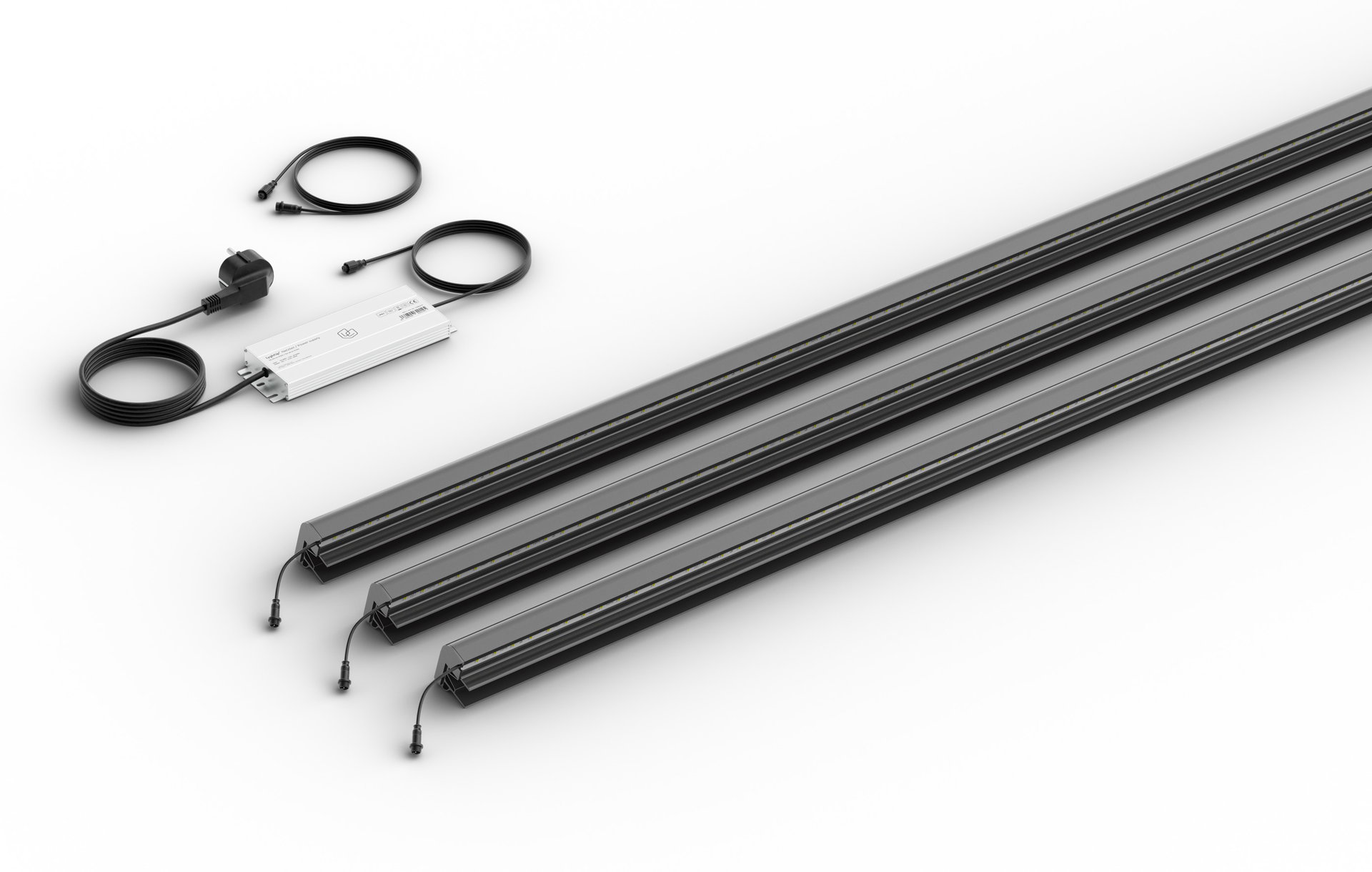 LED Leuchtleisten Starter-Set 3x 173,3 cm — anthrazit für WPC/Alu/Holz