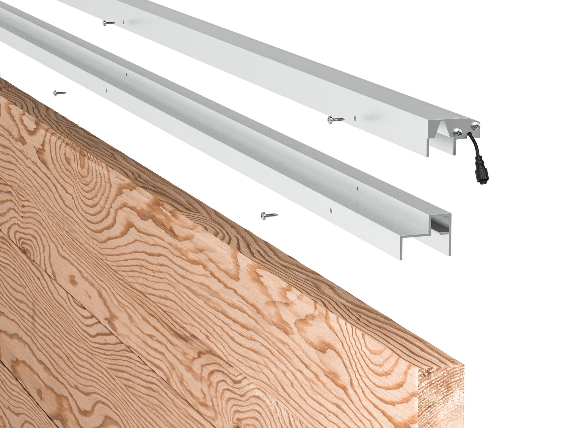 LED Prestige Leuchtleisten Starter-Set 3x 173,3 cm — silber für Holzzaun