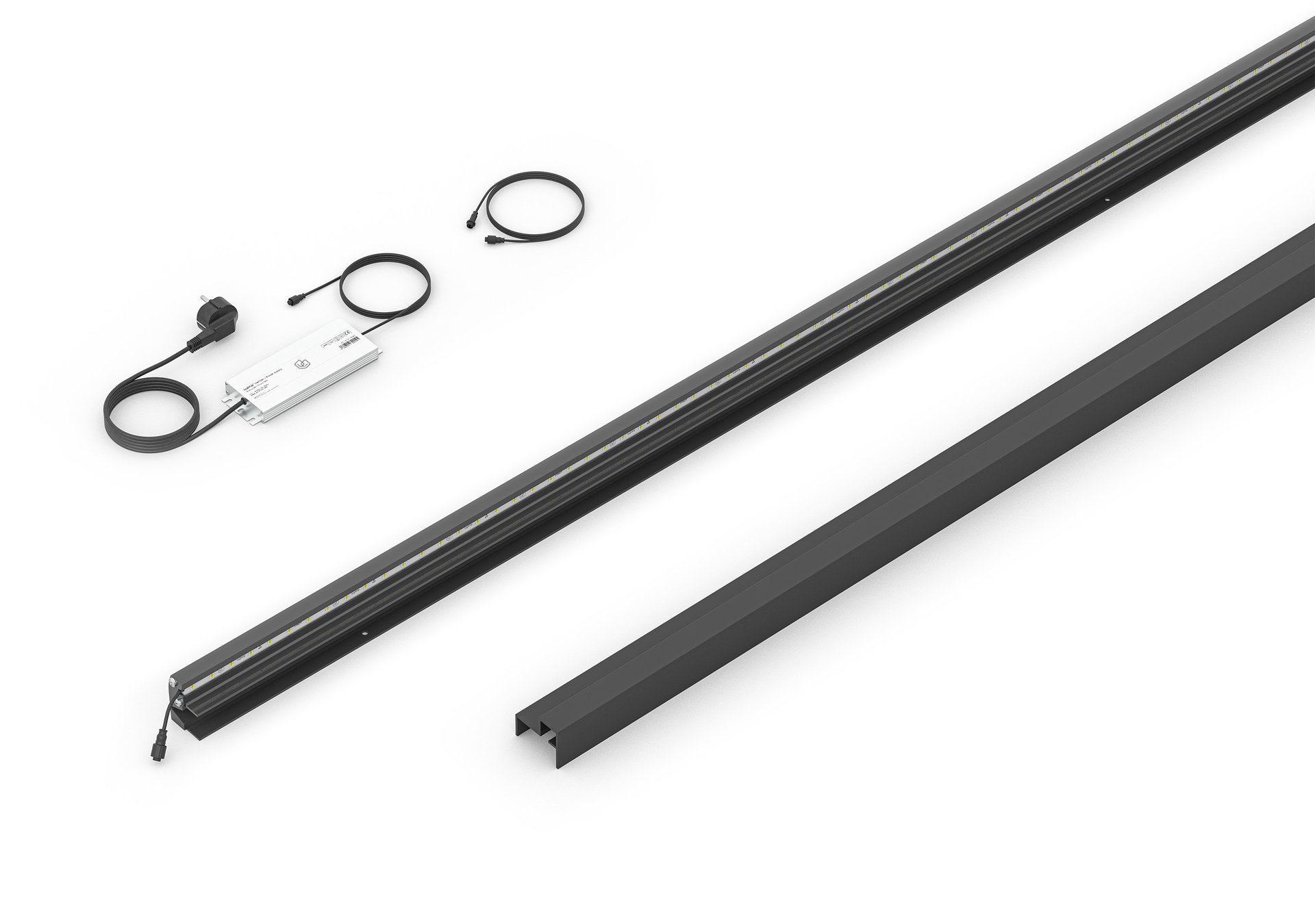 LED Prestige Leuchtleisten Starter-Set 1x 173,3 cm — anthrazit für Holzzaun
