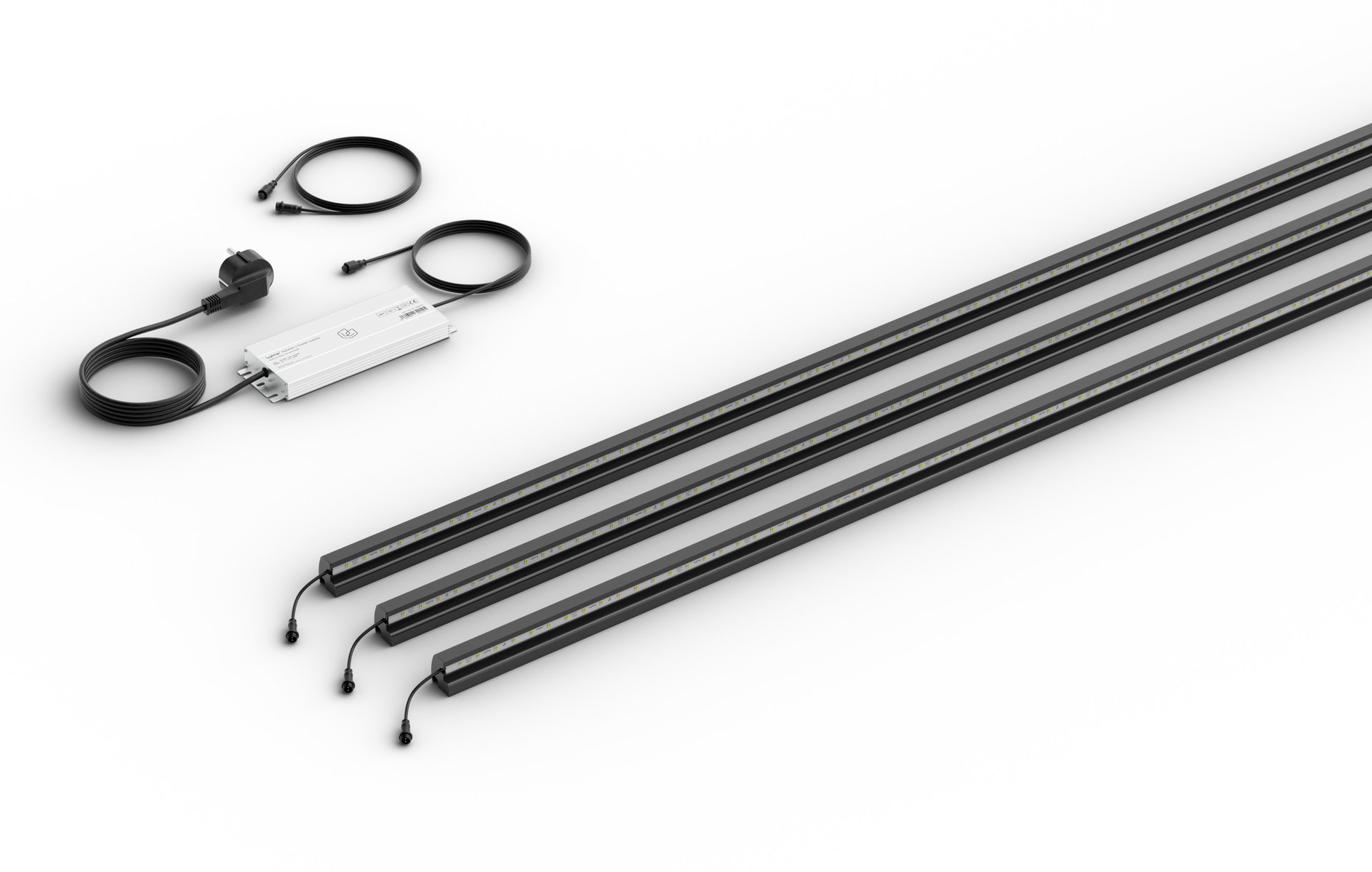 LED Leuchtleisten Starter-Set 3x 196 cm — anthrazit für Stabmatte/Gabione