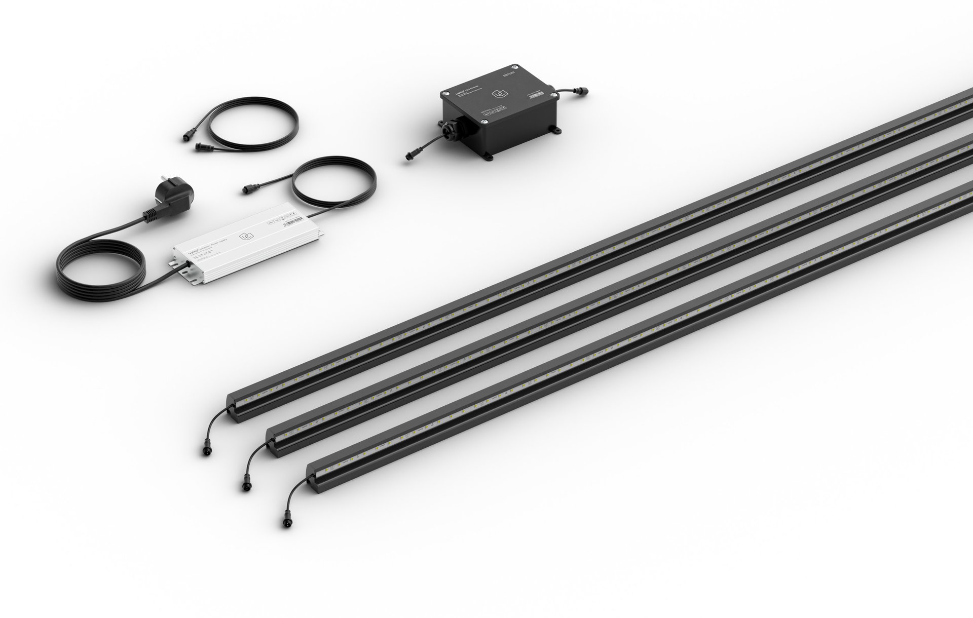 LED Leuchtleisten Starter-Set 3x 246 cm — anthrazit für Stabmatte/Gabione mit ZigBee Dimmer